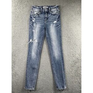 Flying Monkey Jeans Women 25 Mid Rise Distressed Light Wash Denim Boho‎ Chic